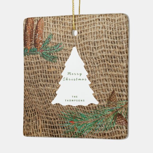 Rustige Pine Forest-kerstboom Keramisch Ornament (Links)