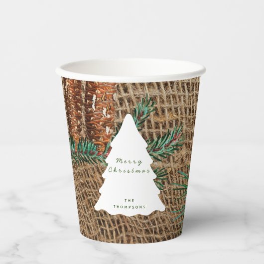 Rustige Pine Forest-kerstboom Papieren Bekers (Voorkant)