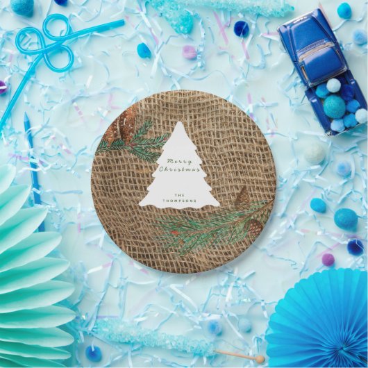Rustige Pine Forest-kerstboom Papieren Bordje (Feest)