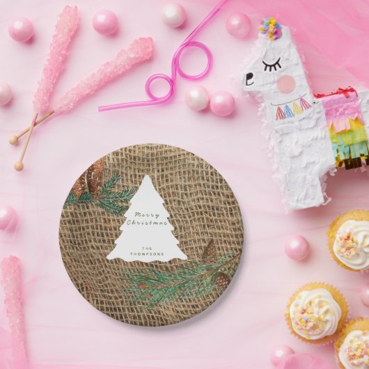 Rustige Pine Forest-kerstboom Papieren Bordje (Feest)