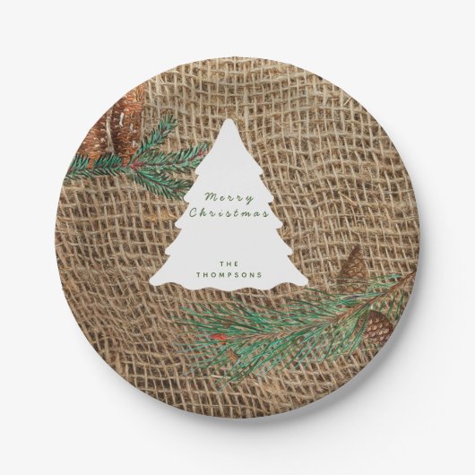 Rustige Pine Forest-kerstboom Papieren Bordje (Voorkant)