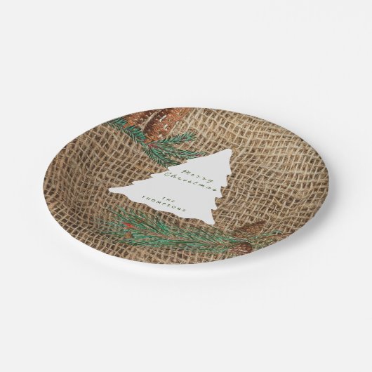 Rustige Pine Forest-kerstboom Papieren Bordje (Gekanteld)