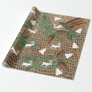 Rustige Pine Forest-kerstboomrenrendiertje Cadeaupapier