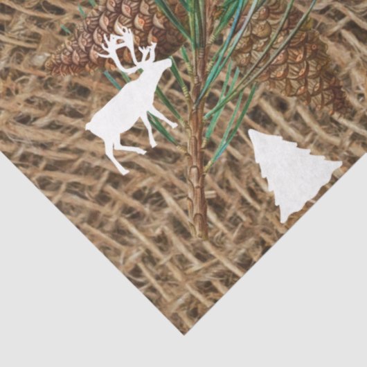 Rustige Pine Forest-kerstboomrenrendiertje Tissuepapier (Detail)