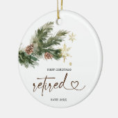 Rustige Pine Leaf First Kerstretirement Gift Keramisch Ornament (Links)