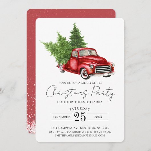 Rustige Pine Tree Red Truck Feestdagenkaart (Voorkant / Achterkant)