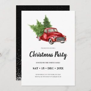 Rustige  Pine Tree Red Truck kerst Kaart