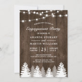 Rustige Pine Tree String Lights Engagement Party Kaart (Voorkant)