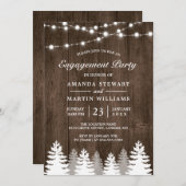 Rustige Pine Tree String Lights Engagement Party Kaart (Voorkant / Achterkant)