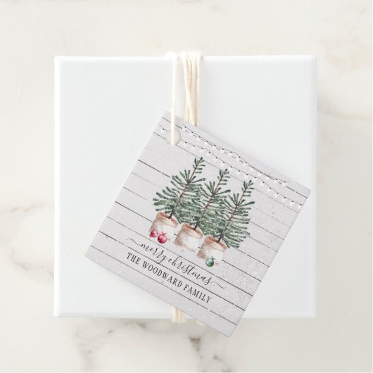 Rustige Pine Trees Snow-kerstcadeauLabel Bedankjes Labels (In situ)