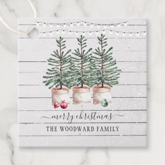 Rustige Pine Trees Snow-kerstcadeauLabel Bedankjes Labels (Voorkant)