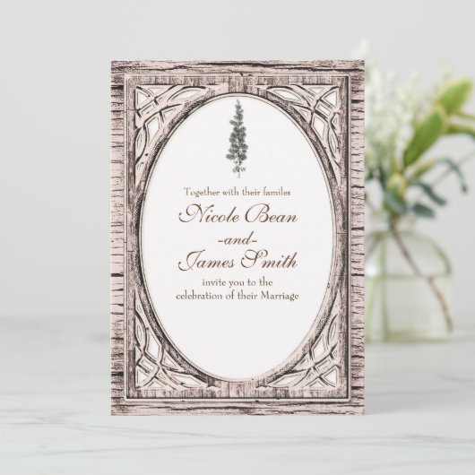 Rustige pinebomen en without winterhuwelijk kaart (Staand voorkant)