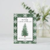 Rustige pineboom | Snowflakes kerstKaart Feestdagenkaart (Staand voorkant)