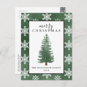 Rustige pineboom | Snowflakes kerstKaart Feestdagenkaart (Voorkant / Achterkant)