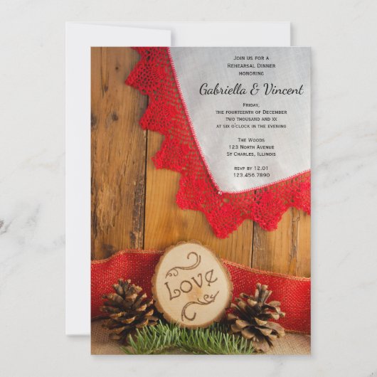 Rustige pinen en winterrepetitie met rode latten kaart (Voorkant)