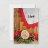 Rustige pines en RSVP-kaart met Red Lace Winter We RSVP Kaartje (Voorkant)