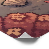 Rustige pixelvormige zonsopgang over de oceaan met poster (Hoek)