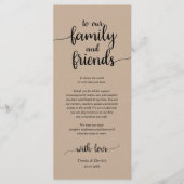 Rustige plaats instelling binnenpartij bedankt kaa programmakaart (Voorkant)