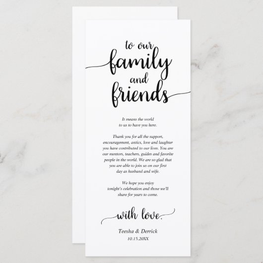 Rustige plaats instelling binnenpartij bedankt kaa programmakaart (Voorkant / Achterkant)