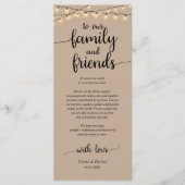 Rustige plaats instelling binnenpartij bedankt kaa programmakaart (Voorkant)