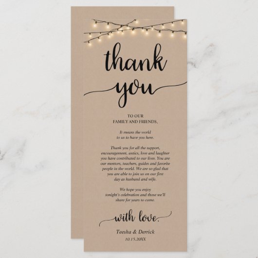 Rustige plaats instelling binnenpartij bedankt kaa programmakaart (Voorkant / Achterkant)