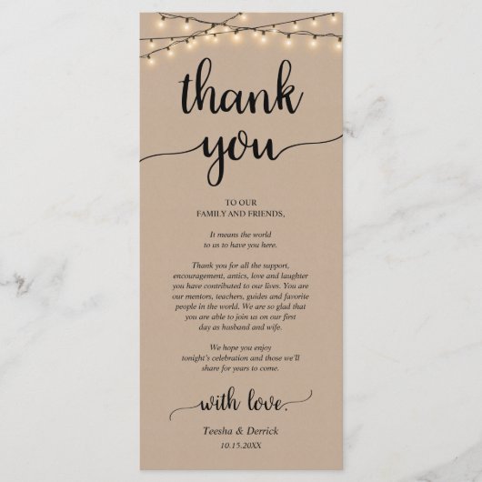 Rustige plaats instelling binnenpartij bedankt kaa programmakaart (Voorkant)