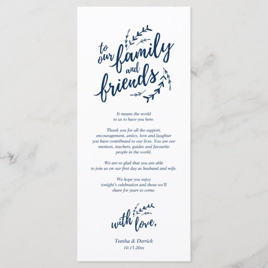 Rustige plaats instelling binnenpartij bedankt kaa programmakaart (Voorkant)