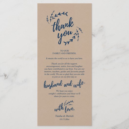 Rustige plaats instelling binnenpartij bedankt kaa programmakaart (Voorkant)