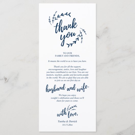 Rustige plaats instelling binnenpartij bedankt kaa programmakaart (Voorkant)