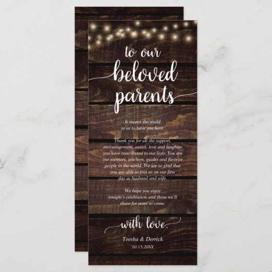 Rustige plaats instelling binnenpartij bedankt kaa programmakaart (Voorkant / Achterkant)