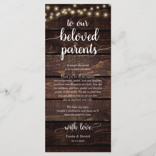 Rustige plaats instelling binnenpartij bedankt kaa programmakaart (Voorkant)