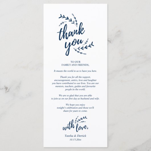 Rustige plaats instelling binnenpartij bedankt kaa programmakaart (Voorkant)