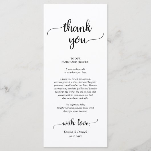 Rustige plaats instelling binnenpartij bedankt kaa programmakaart (Voorkant)