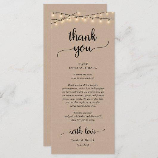 Rustige plaats instelling binnenpartij bedankt kaa programmakaart (Voorkant / Achterkant)