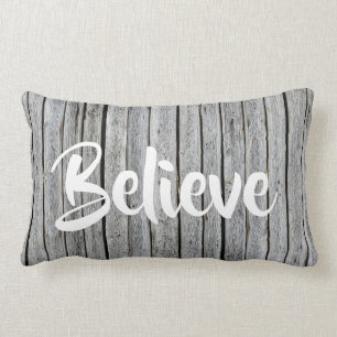 Rustige platte hout Believe Pillow Kussen