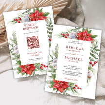 Rustige Poinsettia QR Code Kerst Huwelijk