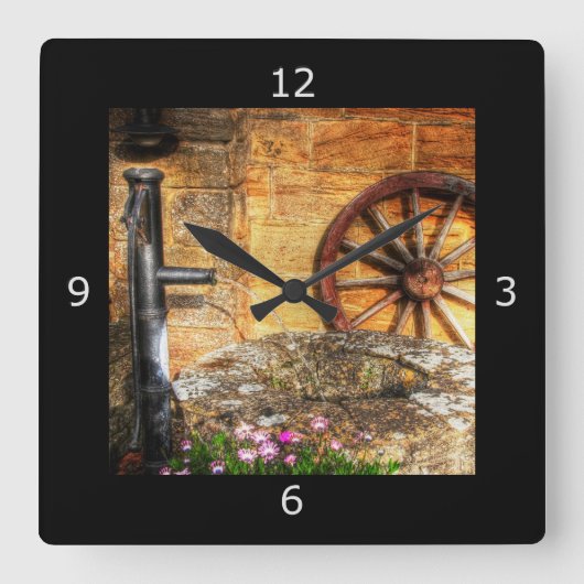 Rustige pomp, Nou en en Cartwheel scène Vierkante Klok (Voorkant)