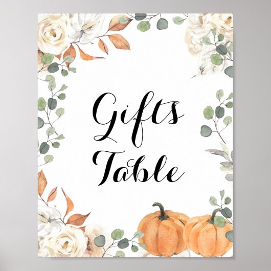 Rustige pompoen — Gifts Table Sign Poster (Voorkant)