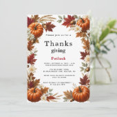 Rustige Pompoen Herfst Thanksgiving Potluck Kaart (Staand voorkant)