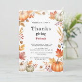 Rustige Pompoen Herfst Thanksgiving Potluck Kaart (Staand voorkant)