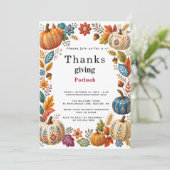 Rustige Pompoen Herfst Thanksgiving Potluck  Kaart (Staand voorkant)