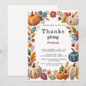 Rustige Pompoen Herfst Thanksgiving Potluck  Kaart (Voorkant / Achterkant)