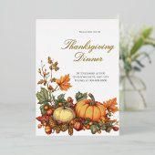 Rustige pompoen Thanksgiving-feest Folie Uitnodiging (Staand Voorkant)