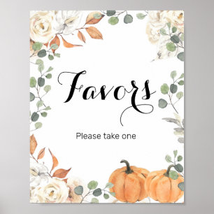Rustige pompoen Waterverf Favor Sign Poster