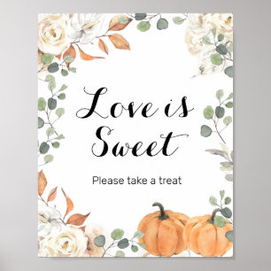 Rustige pompoen Waterverf Love is Sweet Sign Poster