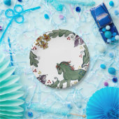 Rustige Pony Paarden Blauwgroen kleurrijk vuurvast Papieren Bordje (Feest)