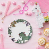 Rustige Pony Paarden Blauwgroen kleurrijk vuurvast Papieren Bordje (Feest)