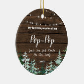 Rustige Pop Pop kerstversiering grootouder Keramisch Ornament (Rechts)