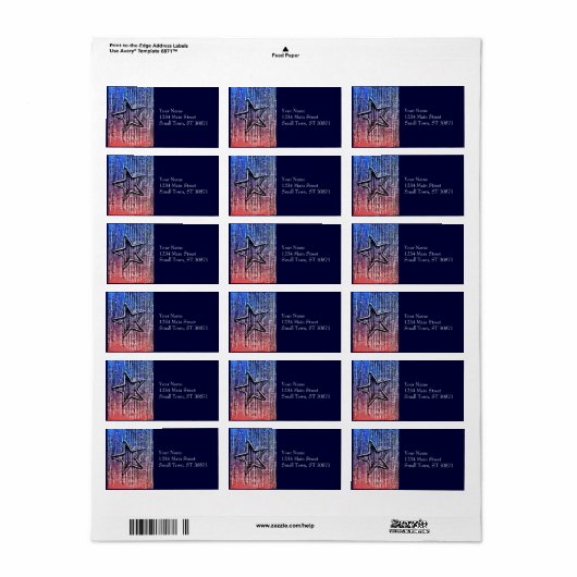 Rustige Pop Rood en blauw Etiket (Full Sheet)