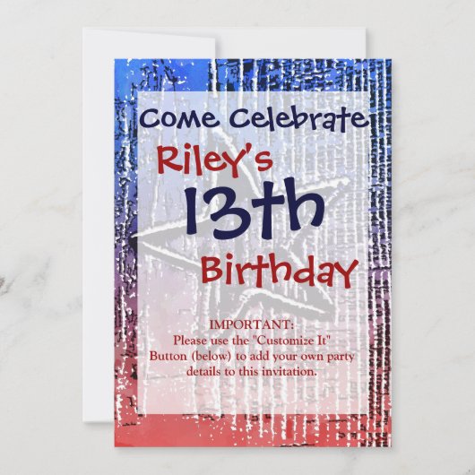 Rustige Pop Rood en blauw Kaart (Voorkant)